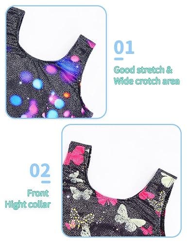 Nymphperi 2 Packs Gymnastics Leotard for Girls Sparkle Biketards with Shorts Kids Sleeveless Unitard One-Piece Dancewear thumbnail 3