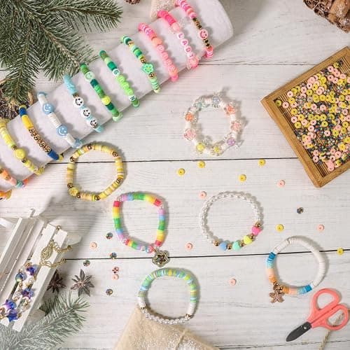 18000 Pcs Clay Beads Bracelet Making Kit 6 Boxes 96 Colors Friendship Jewelry Making kit Polymer Set with 1000 Letter Beads and 850 Charms Crafts thumbnail 2