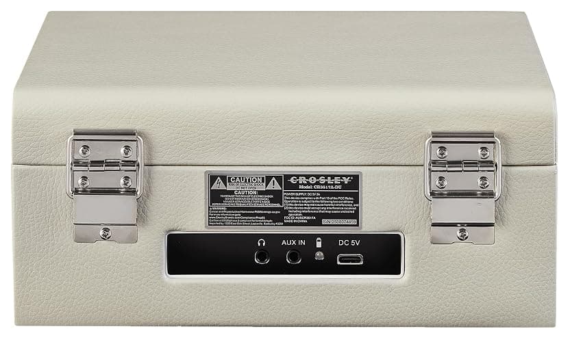 Crosley Voyager Portable CD Player with Bluetooth, Built-In Stereo Speakers & FM Radio – Rechargeable CD Players for Home, Office & Travel with Headphone Jack, Aux Input - Vintage Suitcase Design thumbnail 9