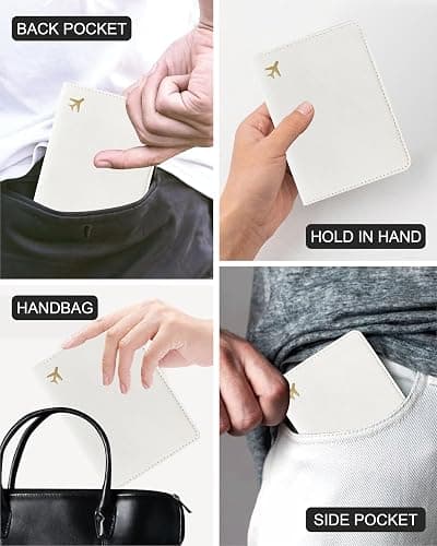 toTravelGear PU Leather Passport Holder Covers Case, Waterproof Rfid Blocking Travel Wallet Passport Holder(Cream) thumbnail 6