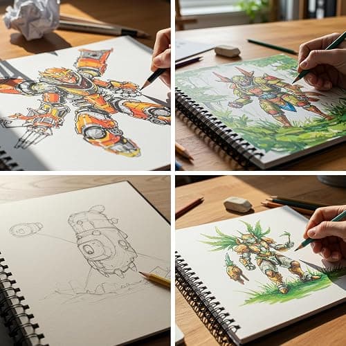 PINNORA Creative A3 Sketchbook (100GSM) - Black Hardcover Sketch Book with Thick Cartridge Paper | Twin-Wire Spiral Bound Sketch Pad, A3 Drawing Pad for Sketching - Art Book for All Ages (50 Pages) thumbnail 7