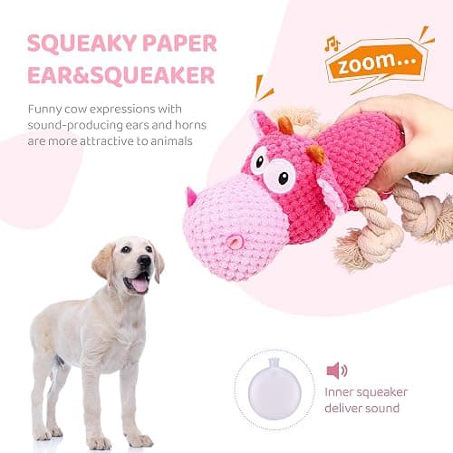 IOKHEIRA Indestructible Dog Squeaky Toys for Large Aggressive Chewers, Stuffed Animals with Cotton Material and Crinkle Paper, Durable Chewing Toys thumbnail 2