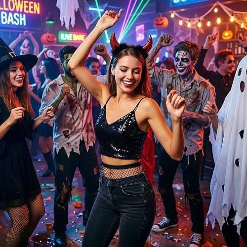 U-Zomir Devil Horns Headband with Face Jewels, Devil Costume for Women Halloween Headband Devil Costume Accessories thumbnail 3