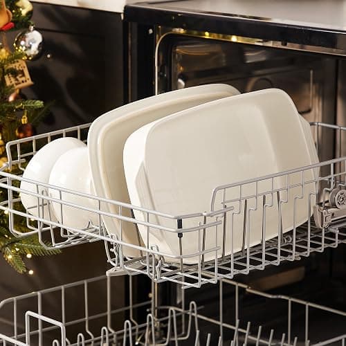 Large Ceramic Casserole Dish with Lid, 4.0 Quart Covered Rectangular Stoneware Baking Dishes for Oven, Deep 9x13 Inch Lasagna Pans for Baking and Serving, Perfect for Christmas Gifts, White thumbnail 6