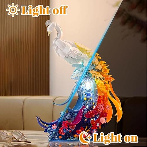 ZONECYTD Peacock Building Sets Animal with Flowers Art and Light for Girls Women Adults Home Decor Collection thumbnail 5