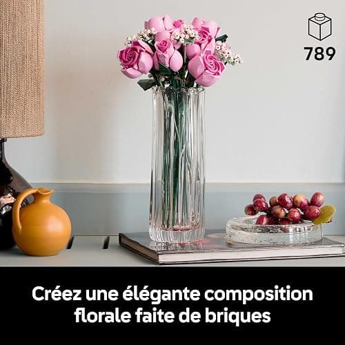 LEGO Botanicals Bouquet de Roses Roses - Set pour Adulte - 12 Fleurs Artificielles & 4 Brins de Gypsophile - Décoration Intérieure DIY - Idée de Cadeau pour la St Valentin pour Femme ou Homme 10374 thumbnail 3