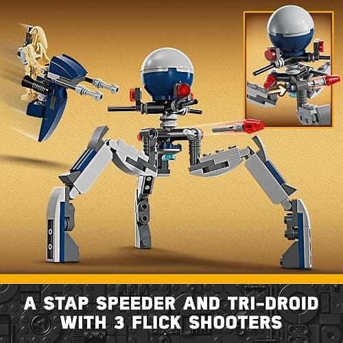 LEGO Star Wars Clone Trooper & Battle Droid Battle Pack Set for Kids, Buildable Toy Speeder Bike Vehicle, Tri-Droid and Defensive Post, Collectible, Gift for Boys and Girls Aged 7 and Up, 75372 thumbnail 6
