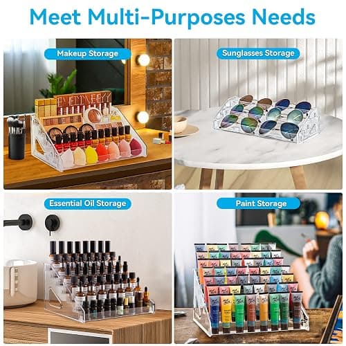 Pero Pero Nail Polish Organizer Acrylic Display Rack for Nail Polish Holder Sunglasses Organizer Essential Oils Holder Clear Eyeglasses Display Case Makeup Organizer thumbnail 4