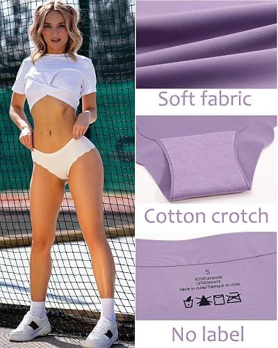 6 pack Seamless Underwear for Women Sexy Low Rise Hipster Wave Edge No Show Bikini Panties Womens Cheeky S-XL thumbnail 5