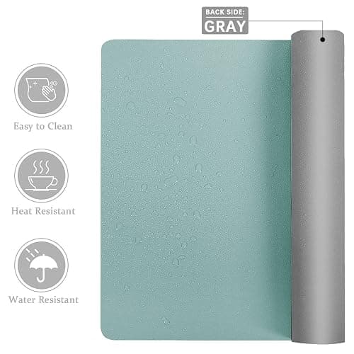 Desk Mat Large protector Pad - Multifunctional Dual-sided Office Desk Pad,Smooth Surface Soft Mouse Pad,Waterproof Desk Mat for Desktop, Pu Leather Desk Cover for Office/Home(Lake Blue, 23.6" x 13.7") thumbnail 4