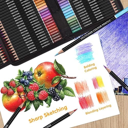 Melifluo 72 Colouring Pencils Set with Black Portable Zipper Bag. Professional Coloured Pencils Perfect for Adult and Artists Sketching, Shading and Doodling thumbnail 2