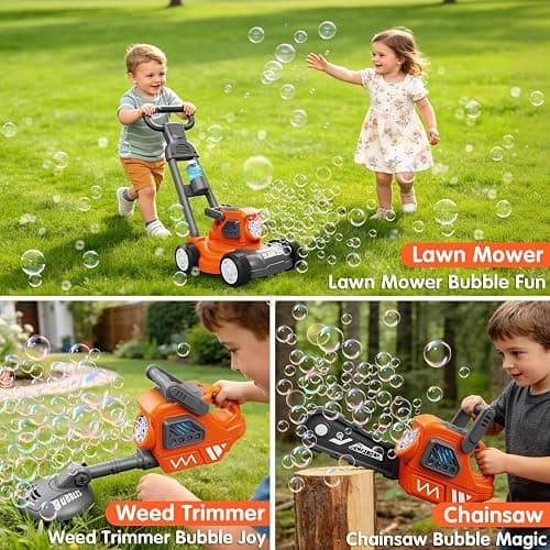 Bubble Lawn Mower for Kids Ages 3-6, 3-in-1 Bubble Machine Maker with 10 Bubble Solution, Outdoor Push Toy for Toddlers Boys Girls, Summer Birthday Christmas Easter Gift for Age 3 4 5 6 Year Old | Automatic Bubble Blower,10 Solution Packs,Pretend Gardening Play,Push Toy for Toddlers,Summer Outdoor Gift for Boys and Girls thumbnail 5