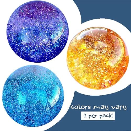 Kiedle Premium Glitter Stress Ball, Odor-Free Cool Cute Sensory Squishy Squeeze Nice Fidget Squish Toy - 2.25" Ball thumbnail 3
