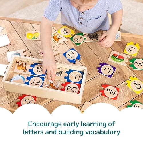 Melissa & Doug Self-Correcting Alphabet Puzzle (52 pcs) with Toy Storage Box, Wooden ABC Puzzles for Toddlers & Preschoolers, Montessori Learning Toys for Girls & Boys 4+ thumbnail 6