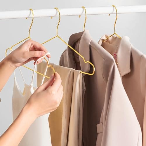 17.7" Strong Metal Wire Clothes Hangers, Coat Hanger, Standard Suit Hangers, Metal Shirt Dress Hanger Rack, 30 Pack, Gold thumbnail 4