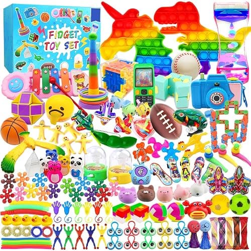 125 Pack Fidget Toys Assortment for Kids 4-8-12,Stress&Anxiety Relief Toys for Party Favors,Treasure Box Fillers,Classroom Prizes Rewards,Carnival,Pinata Stuffers - Image 1