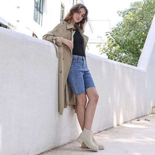 mysoft Women's Platform Chelsea Boots Lug Sole Slip On Chunky Block Heel Ankle Booties thumbnail 3