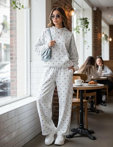 HOCANDY Polka Dot Hoodie and Sweatpants Set for Women thumbnail 2