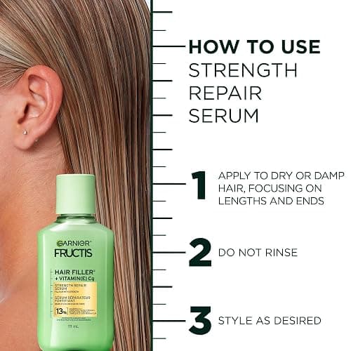 Garnier Fructis Hair Filler + Vitamin C Strength Repair Sulfate-Free Serum, for Weak Damaged Hair, up to 4X Less Breakage & 79% More Strength, 111ml thumbnail 8
