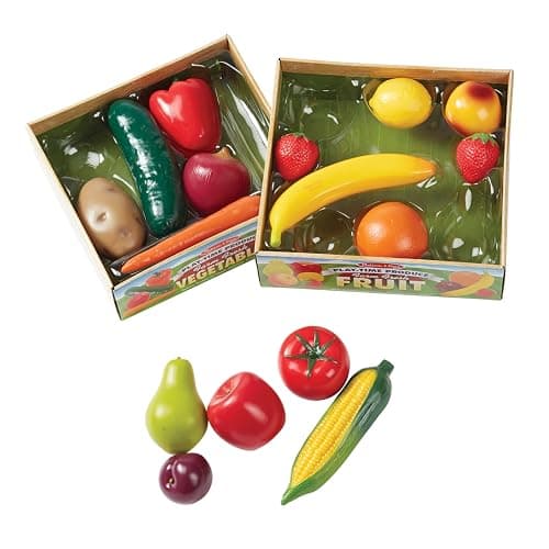 Melissa & Doug Play-Time Produce Fruit (9 pcs) and Vegetables (7 pcs) Realistic Play Food - Image 1