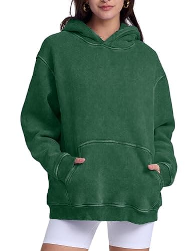 FAIABLE Womens Oversized Acid Wash Hoodie Unisex Heavyweight Cotton Hoodies Fleece Vintage Washed Sweatshirt Women Men thumbnail 2