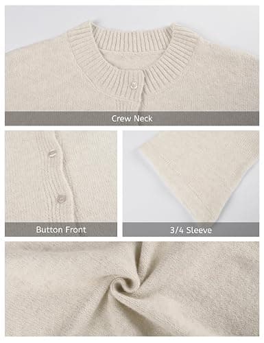 Springrain Lightweight Cardigans for Women Cropped Knit Sweater | Versatile Solid Color Knit Cardigan with Round Neck and Button front, Ideal for Casual Spring Fall Outfits thumbnail 4