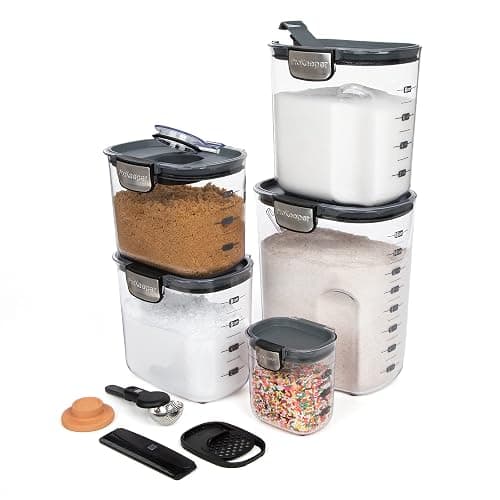 ProKeeper+ Airtight Food Storage Container Set – Clear Plastic Flour and Sugar Canister Set with Magnetic Accessories for Kitchen Organization (Grey, 9-Piece) thumbnail 8