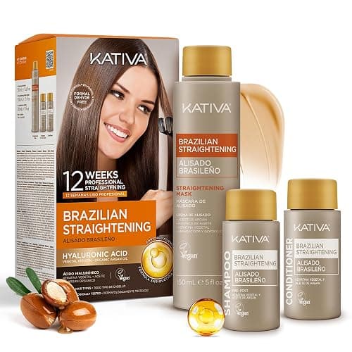 KATIVA Brazilian Keratin Treatment Kit – At-Home Formaldehyde-Free Hair Straightening with Hyaluronic Acid – Up to 12 Weeks Frizz Control for Curly, Wavy, Frizzy & Coarse Hair thumbnail 9