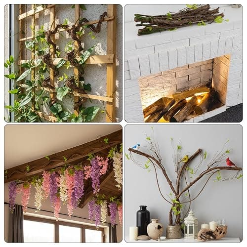 Suncalla 5 Pcs 35in Artificial Bendable Tree Branches for Decor, Natural | Fake Trunk Twigs with Leaves, Cherry Blossom Grape Vines, Halloween Steady Branch Garland, Wall Hanging Reptile Habitat Decor thumbnail 6