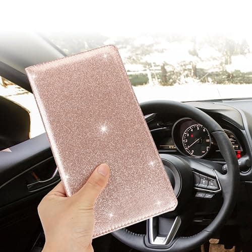 Car Registration and Insurance Holder, Glove Box Organizer，Bling Rose Gold | Car Accessories Cacturism Organizer Women Car Accessories with Magnetic Shut for Cards, Essential Document, Driver License thumbnail 2