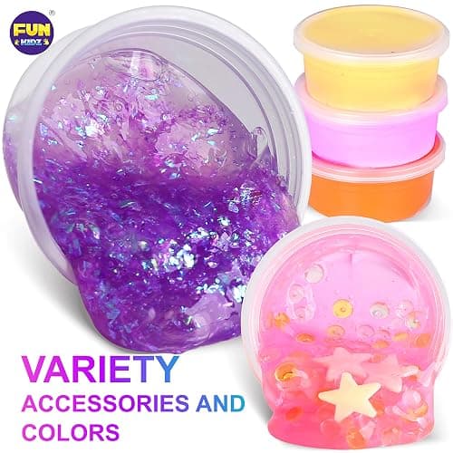 33 Cups Jumbo Slime Kit for Kids, FunKidz Premade Ultimate Slime Pack to DIY Soft, Cloud, Clear, Butter, Glitter, Glow in Dark Slime Making Kit Party Favors Gift Toys for Girls and Boys thumbnail 3