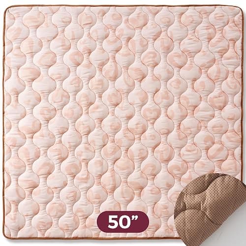 Momcozy Baby Play Mat for Floor, 50x50 Thickened Playpen Mat, Playmate for Baby Tummy Time, Waterproof & Non-Slip, Foldable Outdoor Mat with Carrying Handle, Leopard Heart thumbnail 8