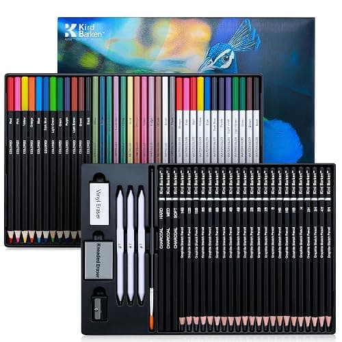 Kird Barken 70 PCS Art Supply Drawing Set, Pro Art Supplies with Tutorial,Colored, Graphite, Charcoal, Watercolor & Metallic Pencil, for Artists Adults Teens Beginner - Image 1