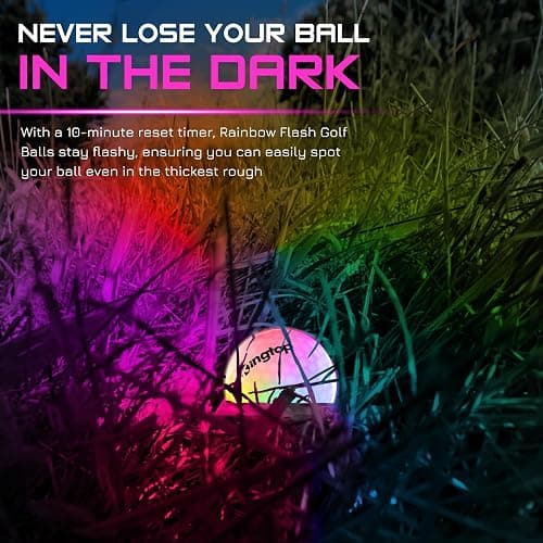 KINGTOP Upgraded Glow in The Dark Golf Balls - Super Bright Light Up LED Golf Ball - with Glow Golf Tees and Storage Bag - Fun Night Golfing Gift for Men and Women | Backyard Putting Greens thumbnail 2