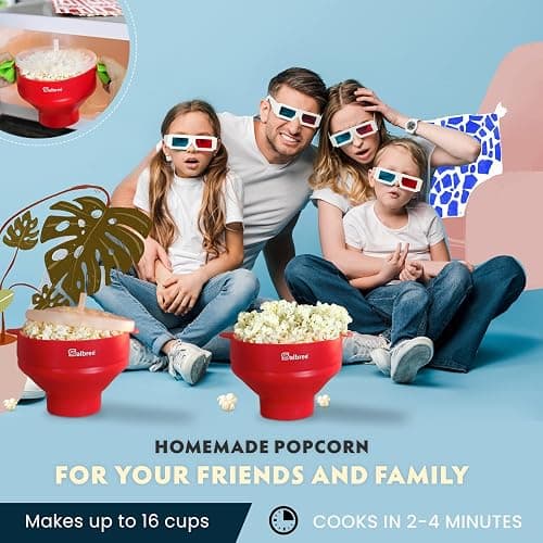 The Original Salbree Collapsible Silicone Microwave Popcorn Popper Maker Machine, Microwavable Bowl Holds 16 Cups, Uses Hot Air and Oil Always Optional - The Most Colors Available (White) thumbnail 6