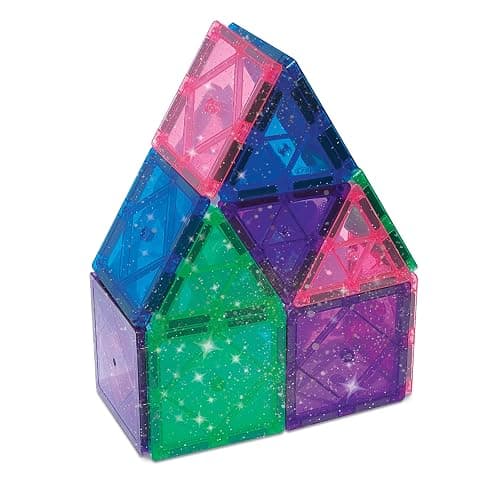 CreateOn Crayola Magnetic Tiles, Building Set for Kids, Magnetic Toys for Kids, Travel Toys, Classroom Sensory Toy Blocks, STEM & Montessori Tools for Boys & Girls Ages 3+, 14-Piece Set (Glitter) thumbnail 3