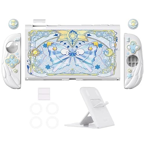 PlayVital Magic Wings Protective Case with Stand for Nintendo Switch 2 | Joycon Silicone Grips, PC Console Hard Shell, 2 Joystick Caps | Cute Animal Accessories Dockable Cover for Switch 2 - White thumbnail 9