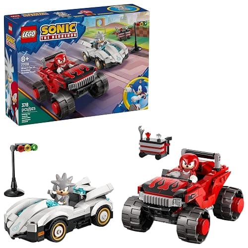 LEGO Sonic The Hedgehog Silver’s Car vs. Knuckles’ Monster Truck Building Toy for Boys & Girls - Racing Playset W/Silver & Knuckles Minifigures for Kids, Ages 8+ - Gift Idea for Birthdays - 77118 - Image 1