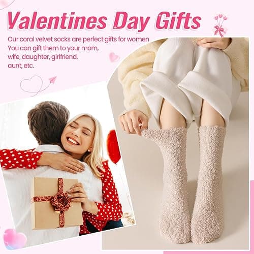Fuzzy Socks for Womens Warm Fluffy Winter Cozy Thick Plush Slipper Sleep Comfy Crew Christmas Socks 5 Pairs thumbnail 2
