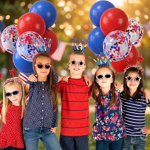TecUnite 80 Pcs Red White and Blue Balloons Kit 12 Inch 4th of July Independence Day Patriotic Balloons 250th Anniversary Confetti Latex Balloon for Memorial Day Party Arch Decorations Supplies thumbnail 5