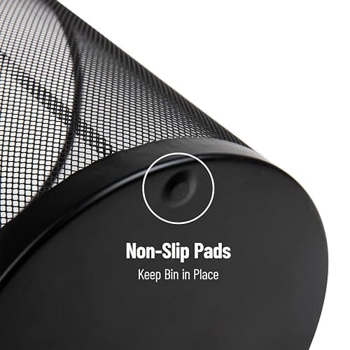 Mind Reader Mesh Trash Can, 16.65L (4.4 gal), Waste Paper Basket, Round, Office, Metal Mesh, 11.5"L x 11.5"W x 13.75"H, Black thumbnail 5