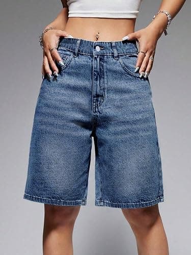 EMMIOL Women Jorts Baggy Jeans Jorts Outfits Mid-Low Waisted Denim Y2K Shorts Summer Hot Short Pants Streetwear thumbnail 2