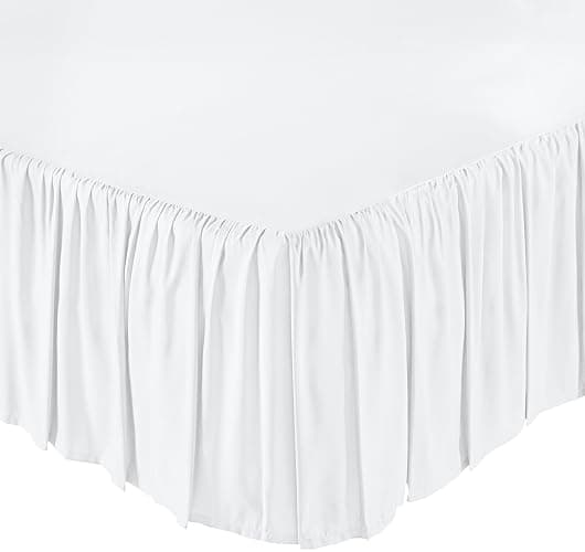Amazon Basics Lightweight Ruffled Bed Skirt, Classic Style, Soft and Stylish 100% Microfiber With 16" Drop, Full, White, Solid thumbnail 2