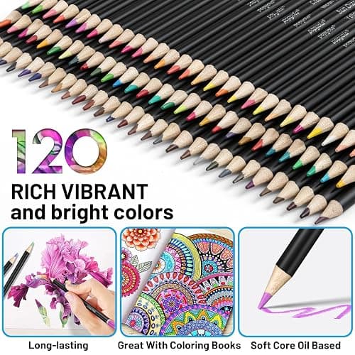 136 PCS Colored Pencils Set for Adult Coloring Books, 120 Colored Pencils with Sketchbook, Coloring Book, Sharpener, Soft Core Oil-Based Coloring Pencils for Artists Drawing Sketching Blending Shading thumbnail 7