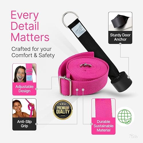 Stretching Strap with Door Anchor & Resistance Band – Leg Stretcher for Improving Flexibility & Splits – Ideal for Ballet, Dance, Cheer, Yoga & Gymnastics – Home Training Equipment for All Levels thumbnail 3