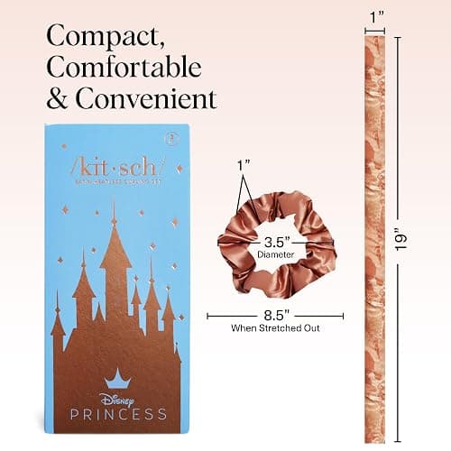 Disney & Kitsch Satin Heatless Hair Curler Set - Heatless Curls Overnight with Hair Curler & 2 Satin Scrunchies - Hair Curlers to Sleep in for Overnight Curls - Overnight Blowout Rods - Princess Party thumbnail 5