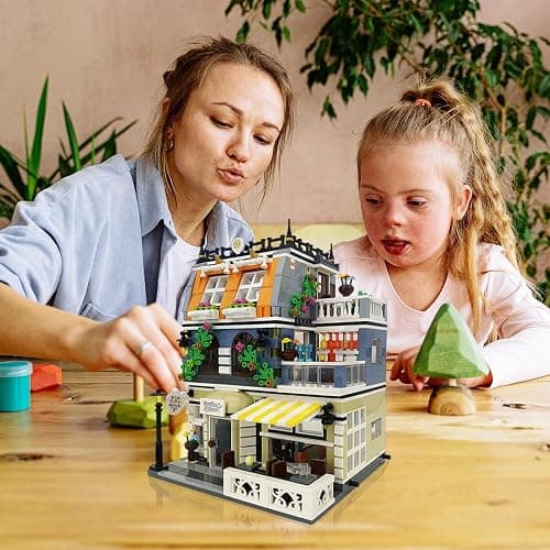 ENJBRICK Garden Hotel Assembly Square Building kit,Modular House Building Blocks Model Set for Teens and Adults.Collectible Display Toy Building Set 1284 PCS thumbnail 2
