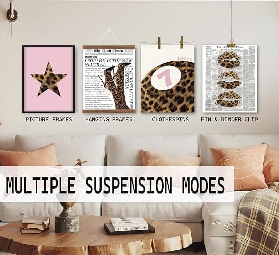 KDHTY Trendy Pink Leopard Wall Art,Cheetah Print Room Decor Set of 4,Poster for Room Aesthetic,Preppy Aesthetic Room Decor for Girly Bedroom Apartment Dorm,8x10 Unframed thumbnail 3
