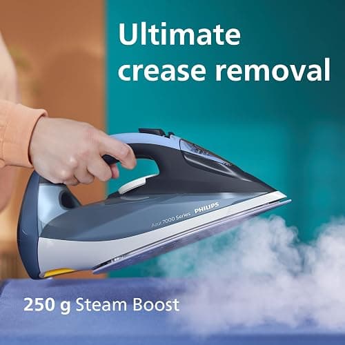 Philips Azur 7000 Series Steam Iron - 2800 W, 50 g/min Continuous Steam, 250 g Steam Boost, Vertical Steam, SteamGlide Plus Soleplate, Louros/Cotton Blue (DST7020/20) thumbnail 4