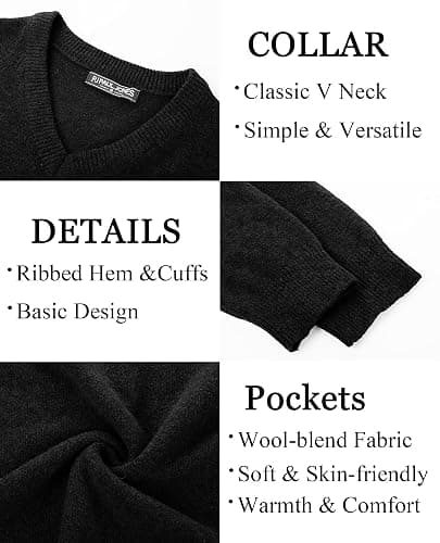 PJ PAUL JONES Mens V Neck Pullover Lightweight Wool Blend Long Sleeve Knit Sweater thumbnail 4